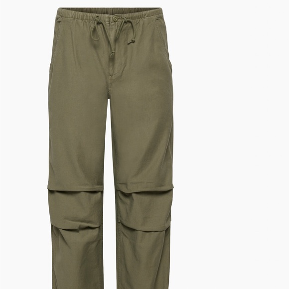 Aritzia TNA original cache cargo parachutepants Olive Green Wide-Leg Track Pants - Picture 7 of 11
